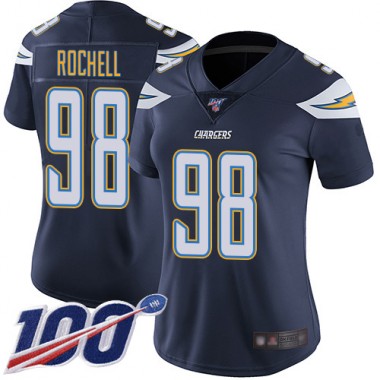 Los Angeles Chargers NFL Football Isaac Rochell Navy Blue Jersey Women Limited 98 Home 100th Season Vapor Untouchable